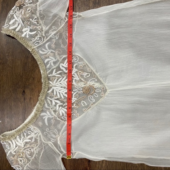 Free People Beaded Lace Shift Dress Cream Regal Princess Core Sz S Bridgerton - Picture 15 of 16